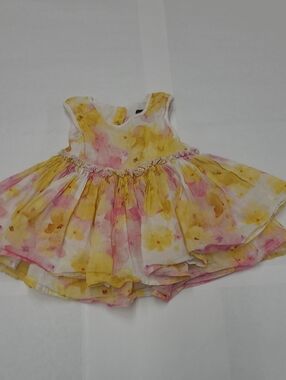 Bardot Junior Yellow/Pink Shortsleeve Dress Size 6-12 Months